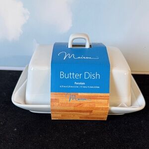 Home Essentials White Porcelain Butter Dish